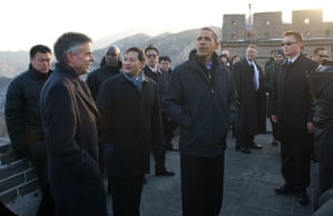 Obama in Asia: President Barack Obama tours the Great Wall of China in Badaling