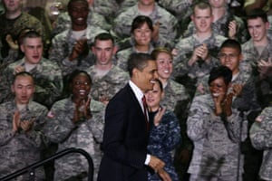 Obama in South Korea: President Barack Obama speaks to US troops at Osan Air Force Base