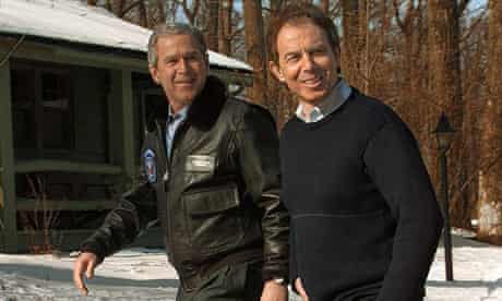 George Bush and Tony Blair at Camp David in 2001