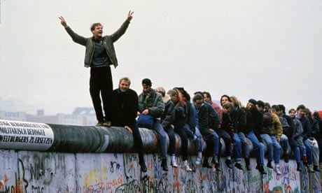 West Germans on Berlin Wall