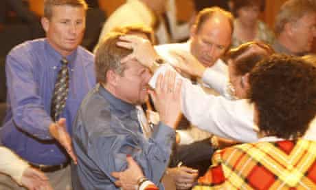 Laying on of Hands at an Evangelical Group Meeting, Paris, France