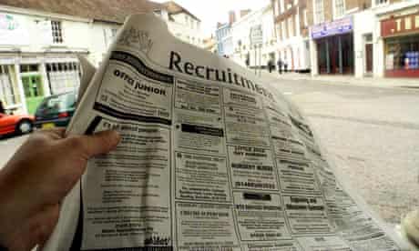 The jobs page of a newspaper