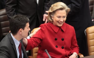 Miliband and Clinton : Foreign Secretary David Miliband talks with Hillary Clinton