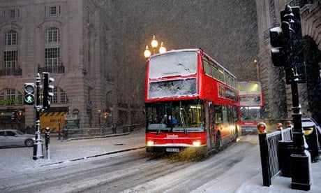 Travel chaos as snow hits central London early this morning