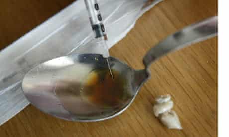 Heroin being prepared for injection