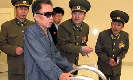 Kim Jong Il inspects the newly-built swimming complex at Kim Il Sung University in Pyongyang