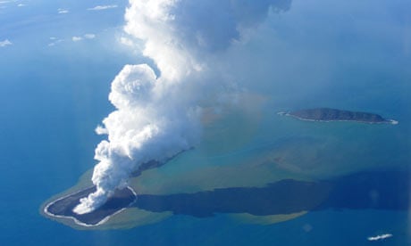 Ash rising into the air from an undersea volcanic eruption