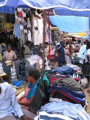 Owino market fire: Clothing for sale in Owino market, the largest market in Kampala, Uganda.