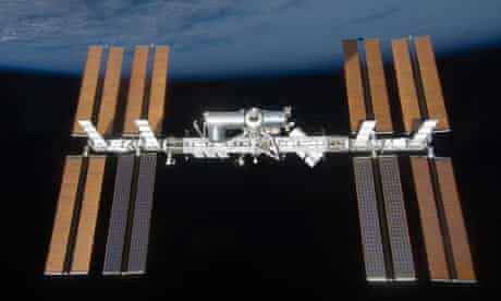 The International Space Station as seen from the US space shuttle Discovery