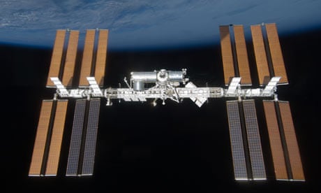 The International Space Station as seen from the US space shuttle Discovery