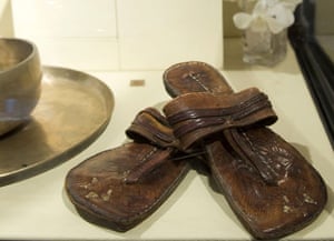 Mahatma Gandhi auction: Mahatma Gandhi's sandals at the auction house.