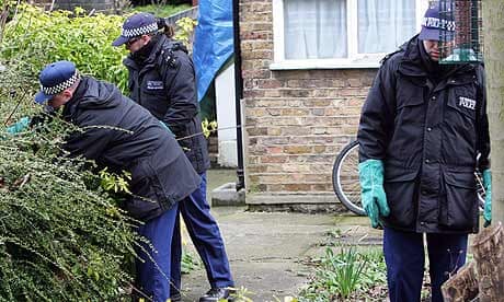 Police at the scene of the suspected homophobic murder in Bromley