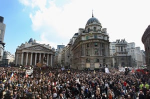 G20 protests and security: activists converge on the Bank of England as they demonstrate in the City