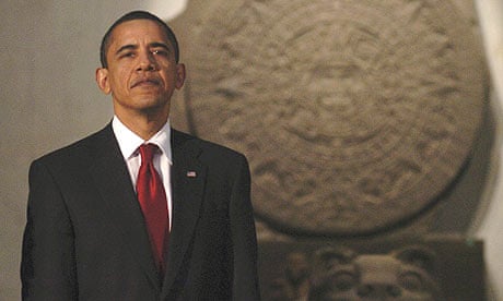 Barack Obama at an official dinner in the Anthropology Museum in Mexico City