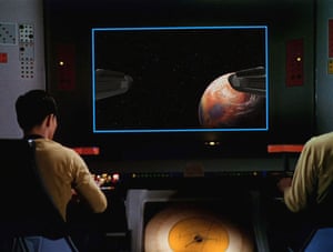 Star Trek technology: George Takei As Sulu on the bridge of the Starship Enterprise