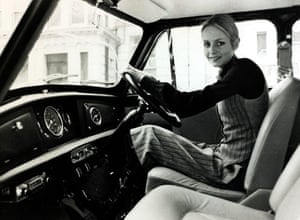 50 Years of the Mini: British model Twiggy at the wheel of her Mini 
