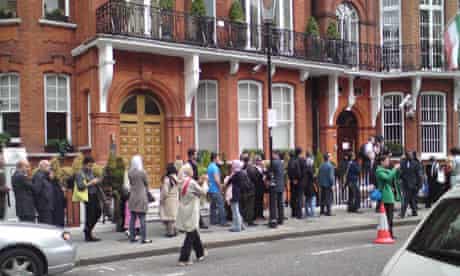 The line outside the Iranian embassy in London