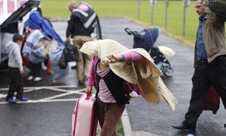 Romanian people arrive at a Belfast city leisure centre, Northern Ireland
