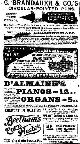 Historic newspapers: Classified ads from the Penny Illustrated, 1898