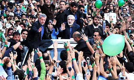 Mir Hossein Mousavi takes part in protests against Iranian presidential election results in Tehran