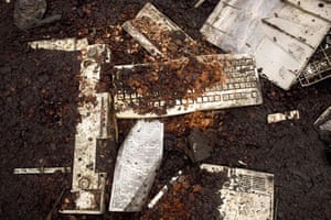 Garbage: computer parts line the ground in a dump site in Agbogbloshie, Accra, Ghana
