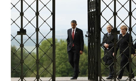 Barack Obama, Elie Wiesel, Angela Merkel, Buchenwald concentration camp