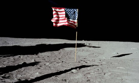 Apollo 11 US flag on moon