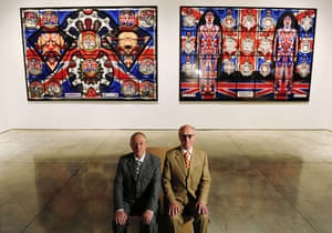 Gilbert and George: Gilbert and George with their Bleeding Medals and Handball exhibits