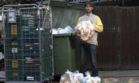 Eco-activist Tristram Stuart demonstrates how much food waste is created by supermarkets like Tesco