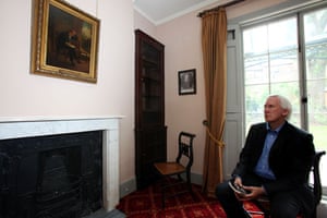 Keat's House: Geoff Pick, project manager looking at a painting of Keats
