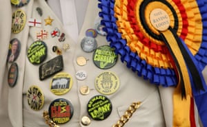Norwich North by-election: Badges worn by the Raving Loony Party Candidate Allan 'Howling Lord' Hope