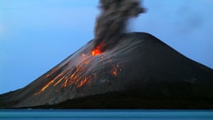 Krakatau volcano: Anak Krakatau volcano erupts in the Sunda Strait of Indonesia