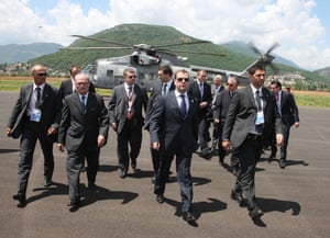 G8 summit: Russia's President Dmitry Medvedev arrives at the airport of L'Aquila 