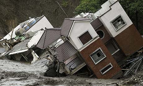 Damaged buildings in Kaohsiung county, Taiwan