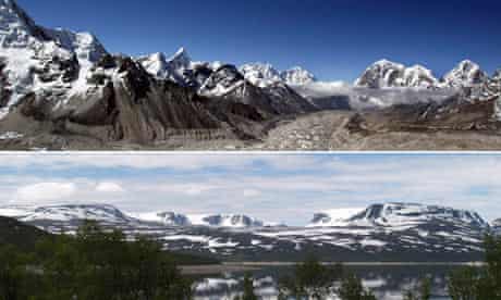 Mountains erosion : Himalayas and Glacially eroded mountains in Jotunheimen in Norway