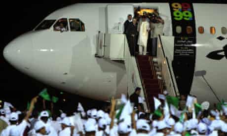 Lockerbie bomber Abdelbaset al-Megrahi arrives in Libya at Tripoli's airport