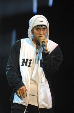Tracksuits: Eminem wearing a Nike hoodie a thte MTV awards