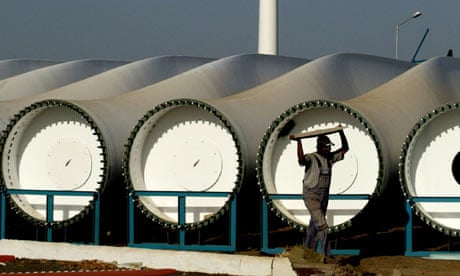 A wind turbine factory at Khori in the western Indian state of Maharashtra