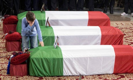 Son of Italian soldier killed in Afghanistan during funeral in Rome