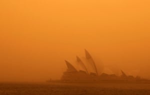 Sydney dust storm: A dust storm blankets Sydney's iconic Opera House at sunrise