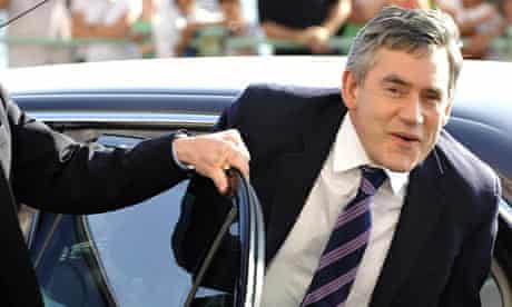 Gordon Brown arrives in Brighton for the Labour conference on 26 September 2009.