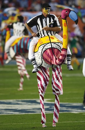 Cirque du Soleil: Members of Cirque du Soleil perform prior to the Super Bowl football game