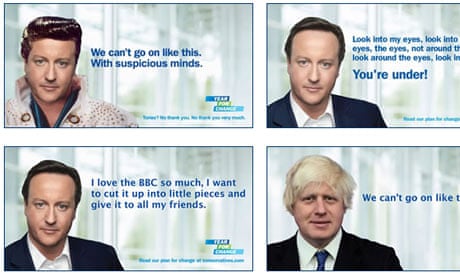 Some of the doctored David Cameron posters on the mydavidcameron website.