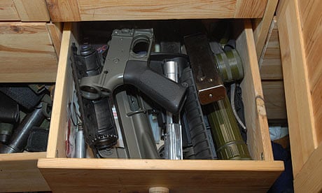 A draw of weapons found at the home of BNP member Terrance Gavan