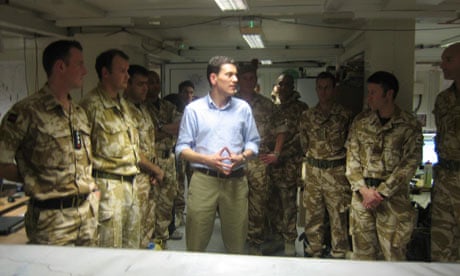 Foreign Secretary David Miliband with soldiers in Kabul, Afghanistan