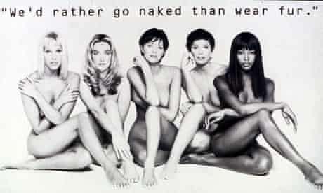 Nude Supermodels in Anti Fur Campaign Poster for Peta - 1994