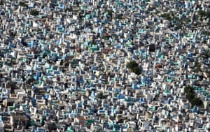 Aerial views of Haiti: Crypts in a cemetery in Port-au-Prince
