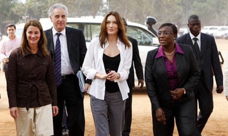 Global Fund Ambassador Carla Bruni-Sarkozy with Melinda Gates in Benin.