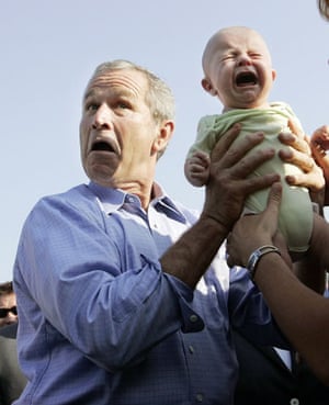 Pictures of the decade: President George W Bush and a crying baby 
