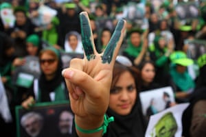 Pictures of the decade: Supporters of the Iranian opposition leader Mir Hossein Mousavi at a rally